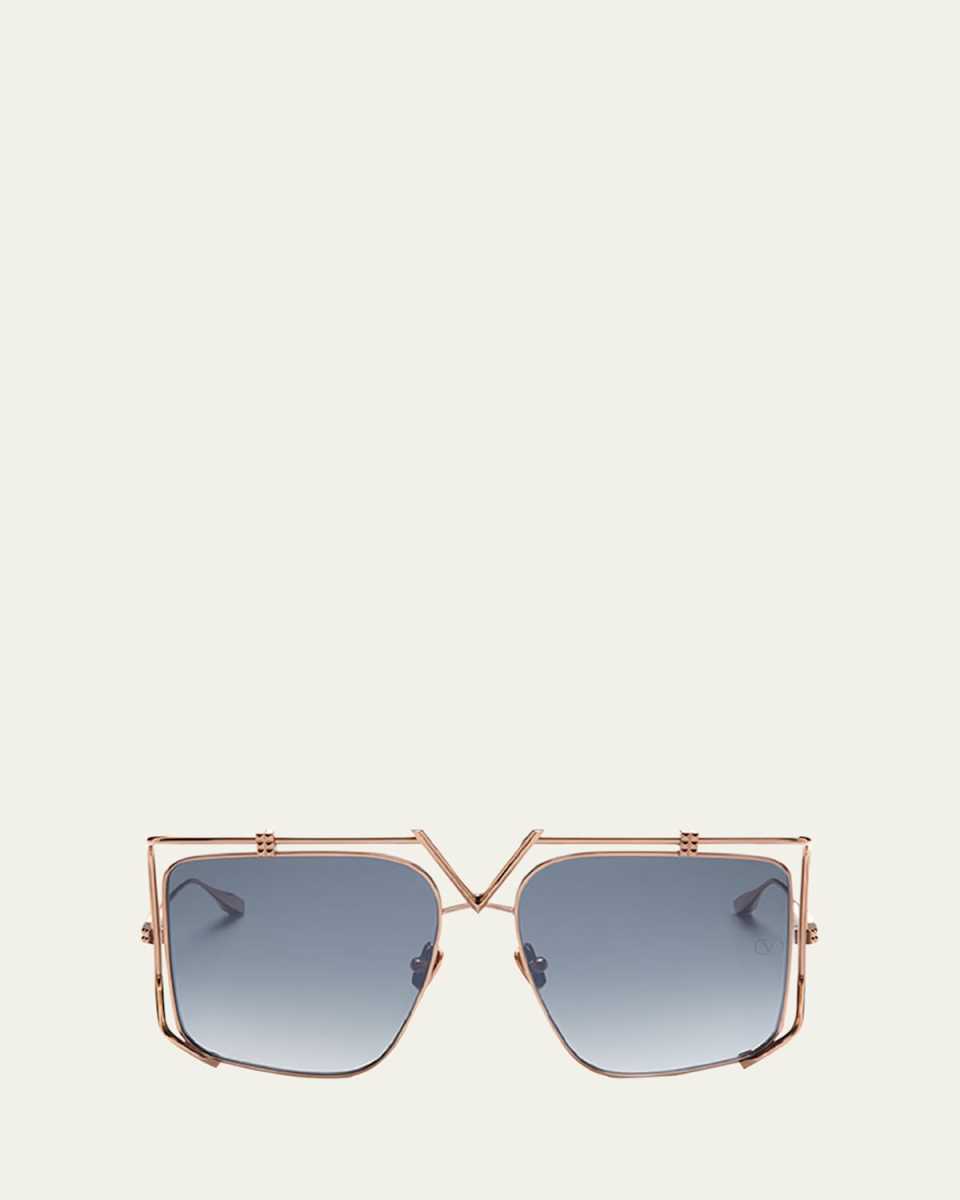 V-Light Blue Titanium Square Sunglasses